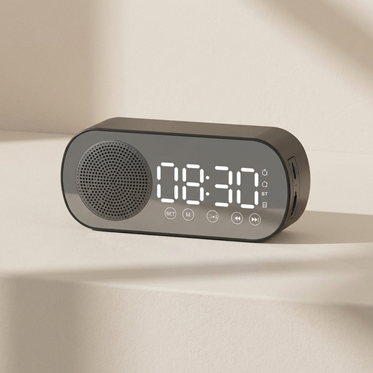 Chic Alarm Clock With LED Mirror Display