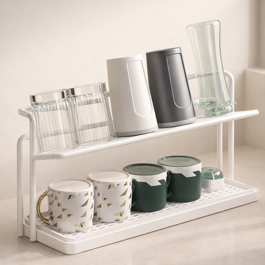 Elegant 2 Tier Drying Rack with Drain Tray