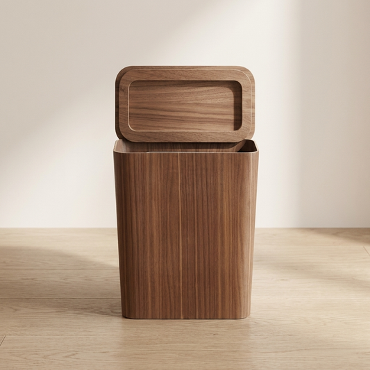 Elegant Kitchen Trash Can With Wood-Grain Finish