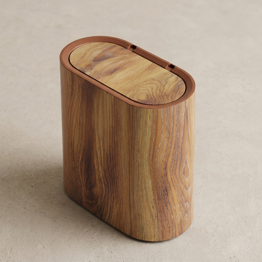 Elegant Oval Trash Can Marble Pattern