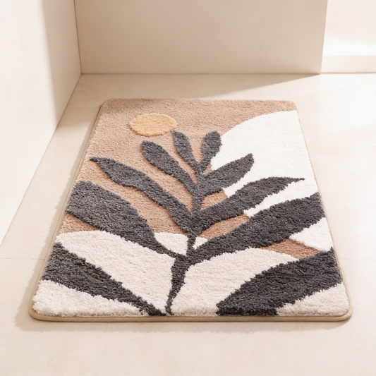 Flocked Leaf Pattern Bath Mat