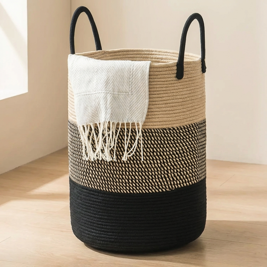 Foldable Braided Cotton Laundry Basket