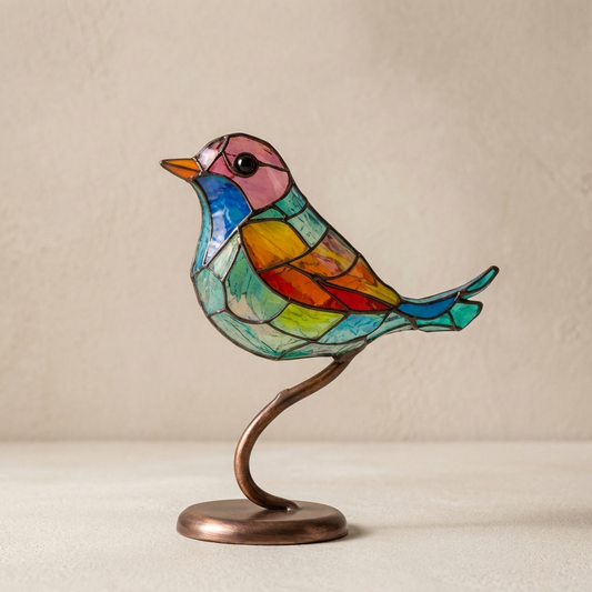 Freestanding Bird Sculpture Glass Look