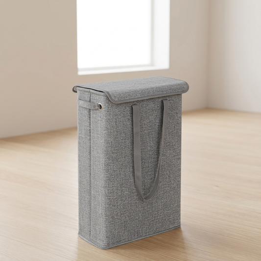 Linen Slim Laundry Hamper With Waterproof Lining