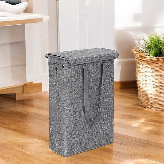 Linen Slim Laundry Hamper With Waterproof Lining