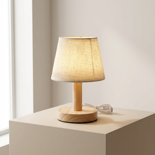 Modern Linen Table Lamp With Vintage Shade