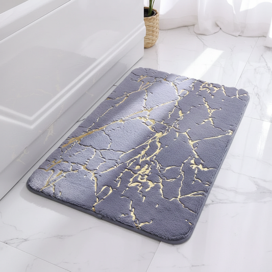 Modern Marble Bath Mat With Gold Accents