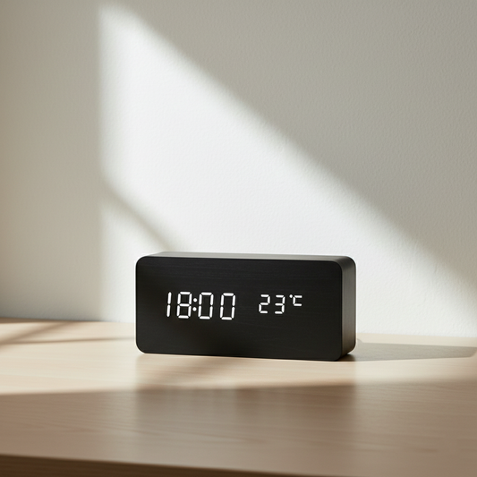 Modern Wooden Alarm Clock With LED Display