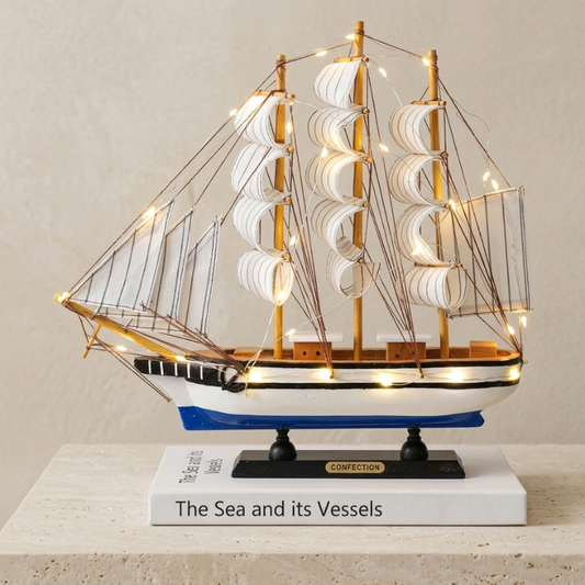 Nautical Wood Boat with Handcrafted Detail