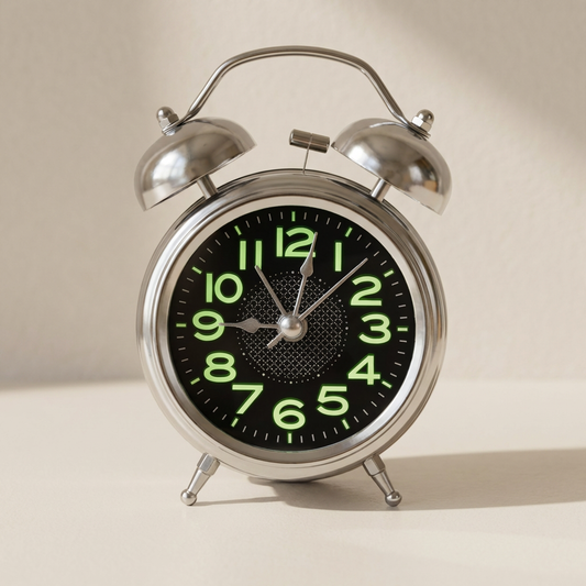 Retro Twin Bell Alarm Clock With Silent Quartz