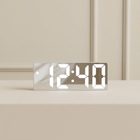 Sleek Digital Alarm Clock LED Mirror Display