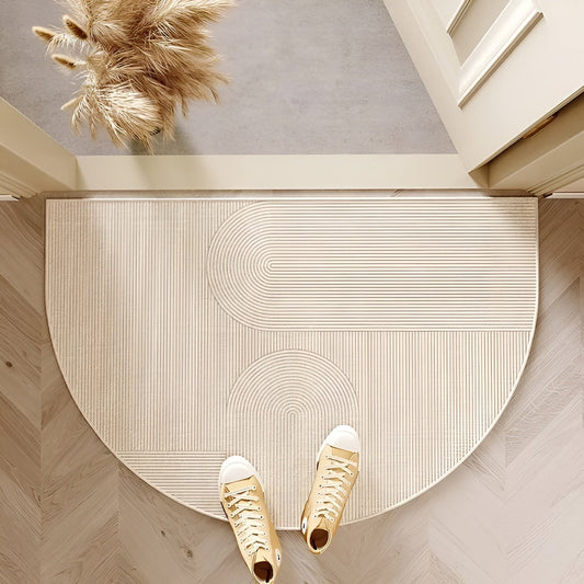 Velvet Semicircle Doormat with Stripes