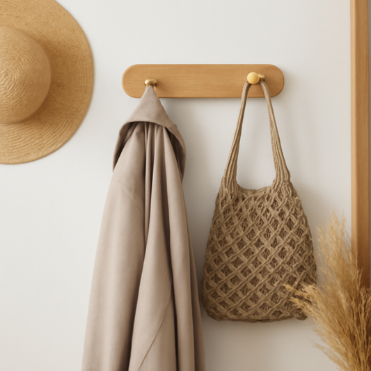 Wooden Wall Hooks With Brass Accents