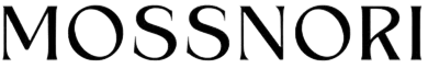 The brand name 'MOSSNORI' is displayed in a black serif typeface against a solid white background.