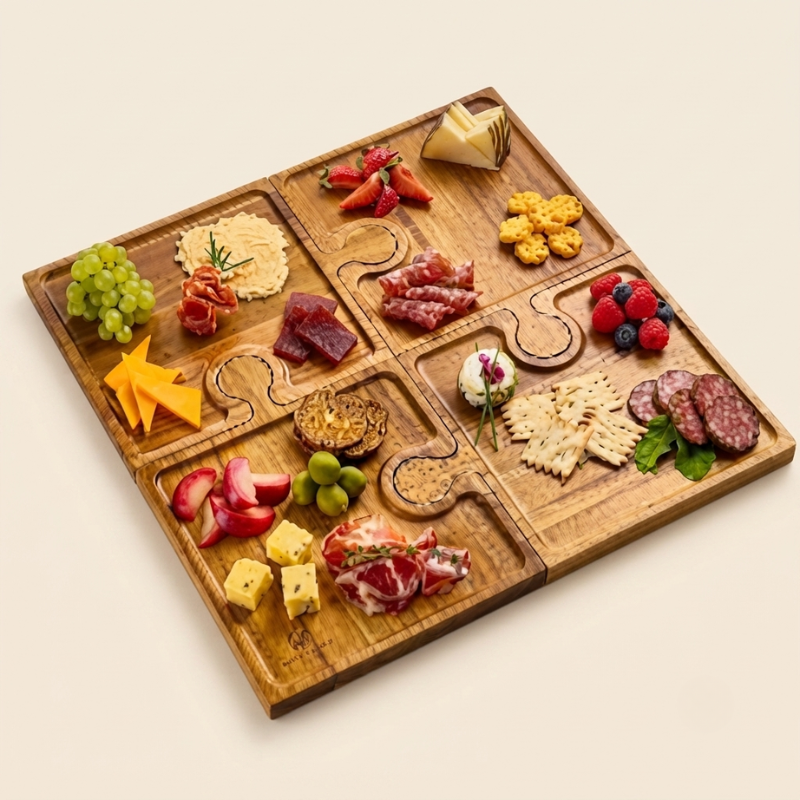 Acacia Wood Interlocking Charcuterie Boards