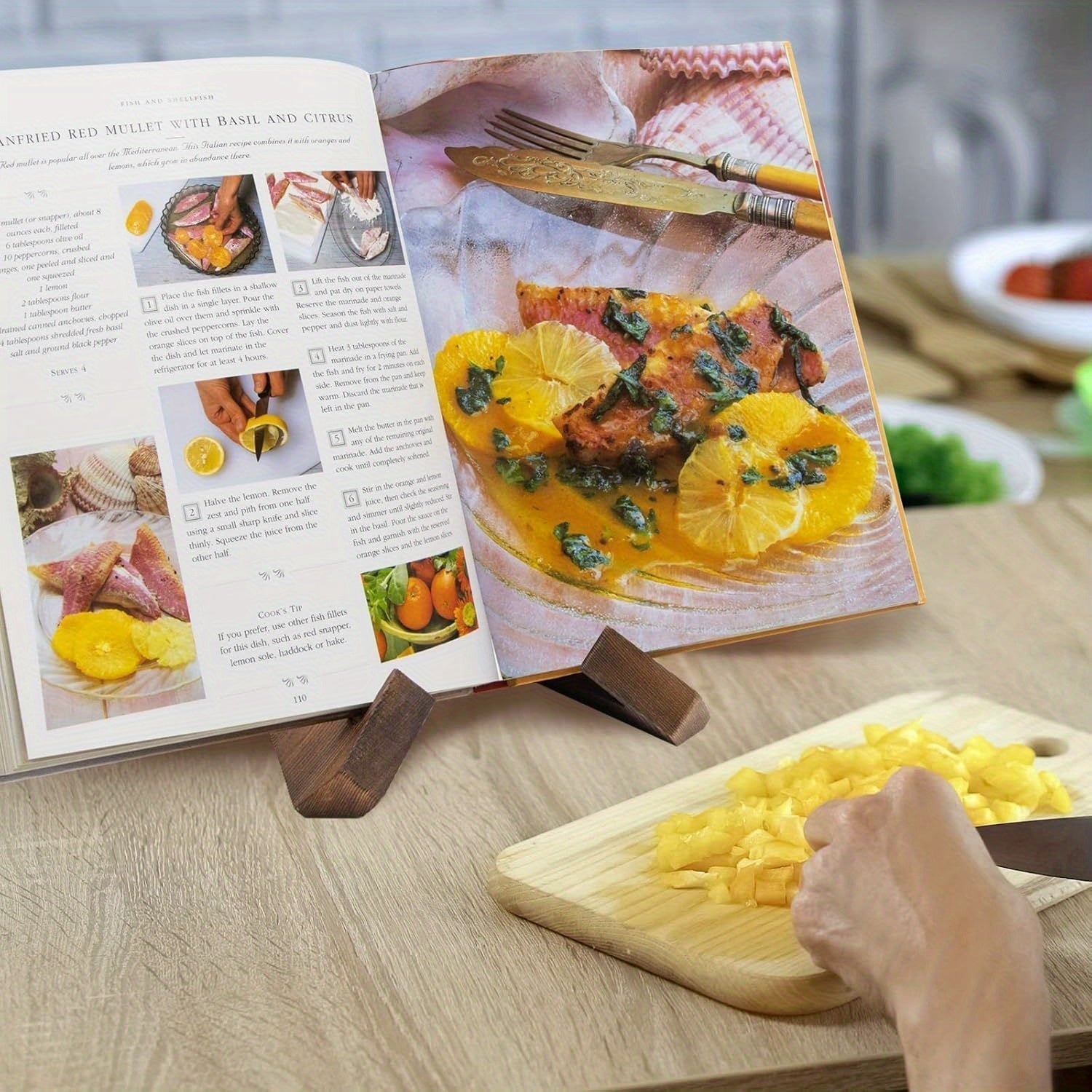 Adjustable Wood Cookbook Stand