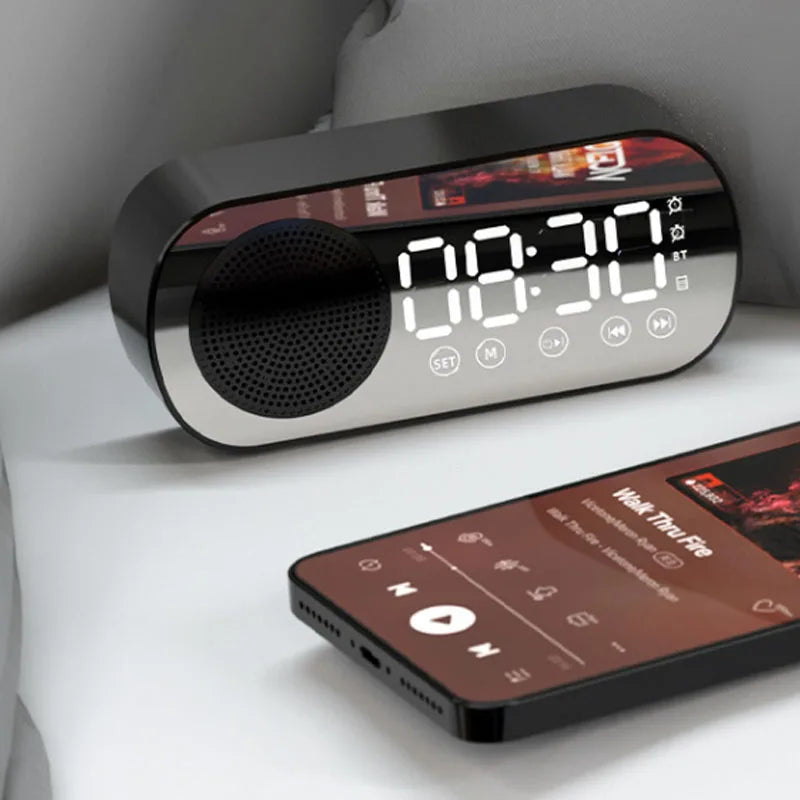Chic Alarm Clock With LED Mirror Display
