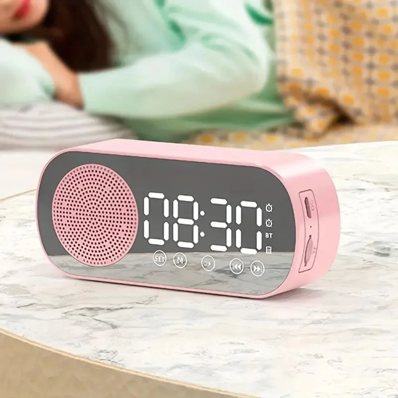 Chic Alarm Clock With LED Mirror Display