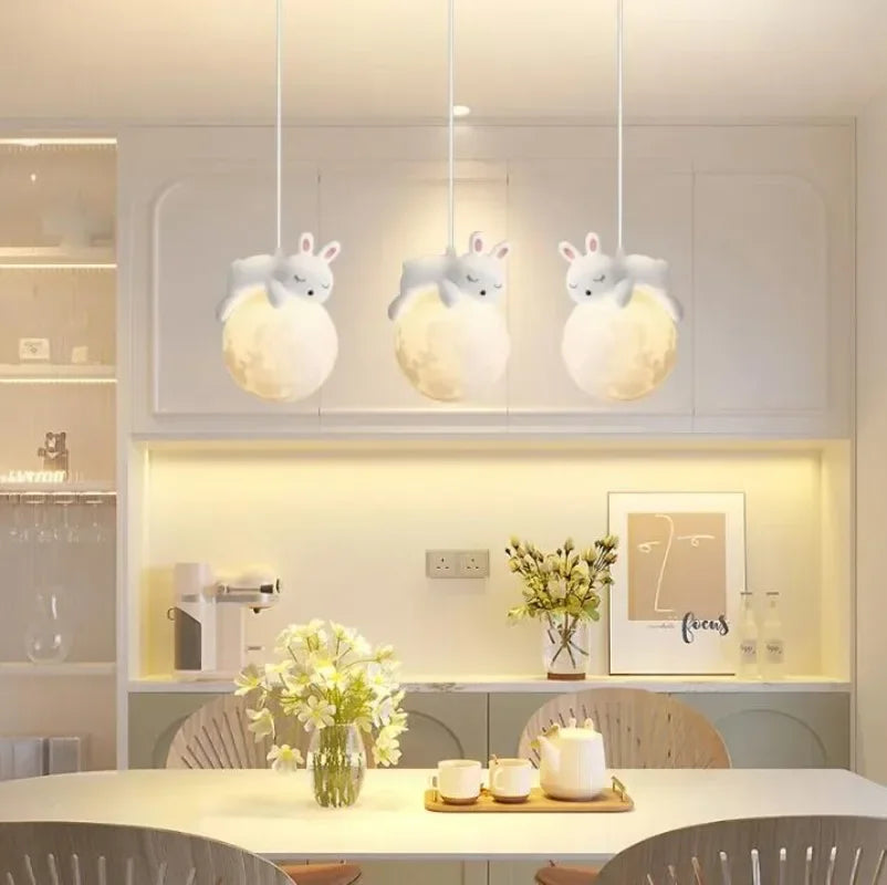 Children's Playful Pendant Lamp Bear Rabbit