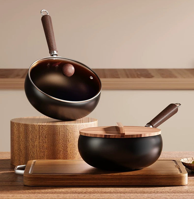 Classic Hand-Forged Skillet With Wooden Handle
