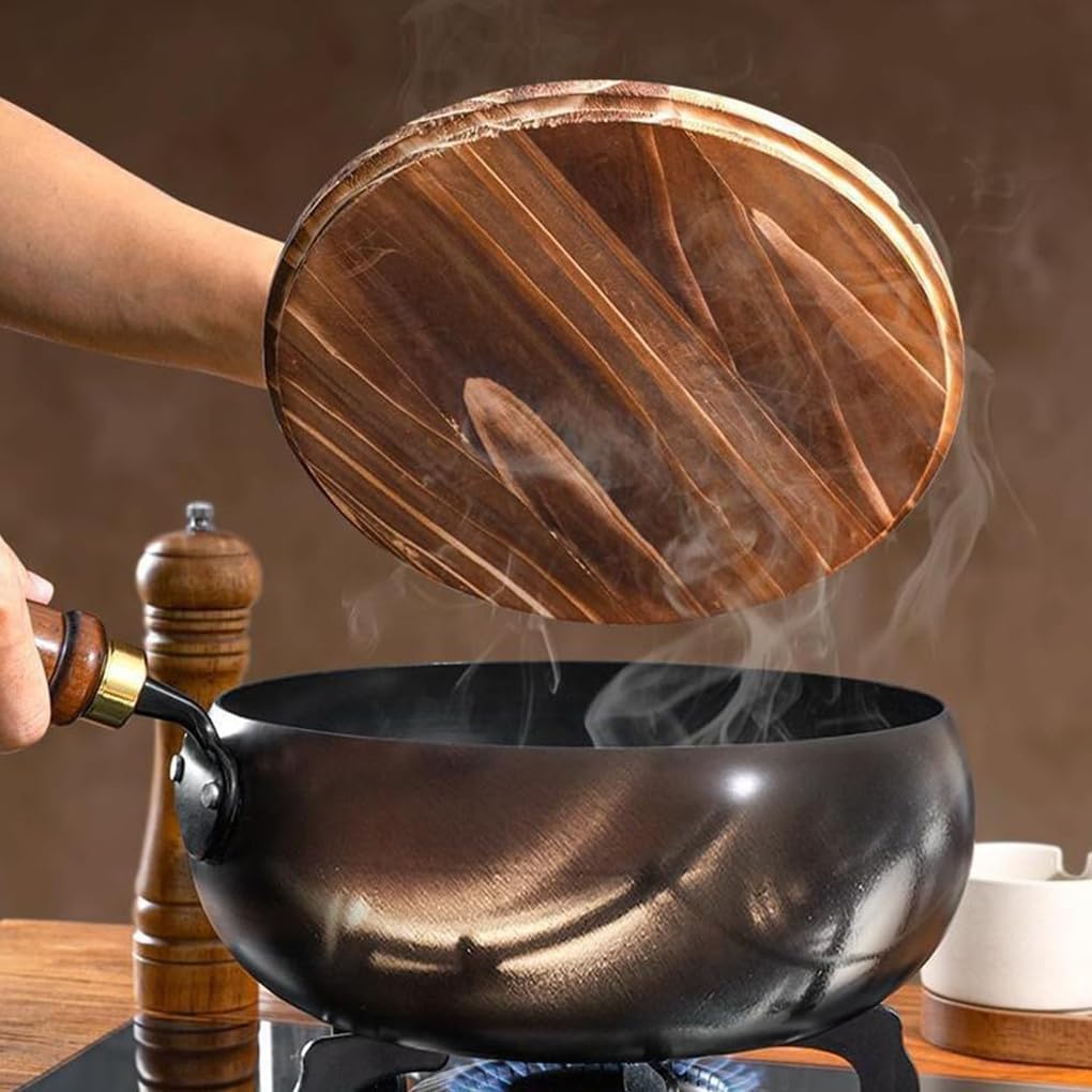Classic Hand-Forged Skillet With Wooden Handle
