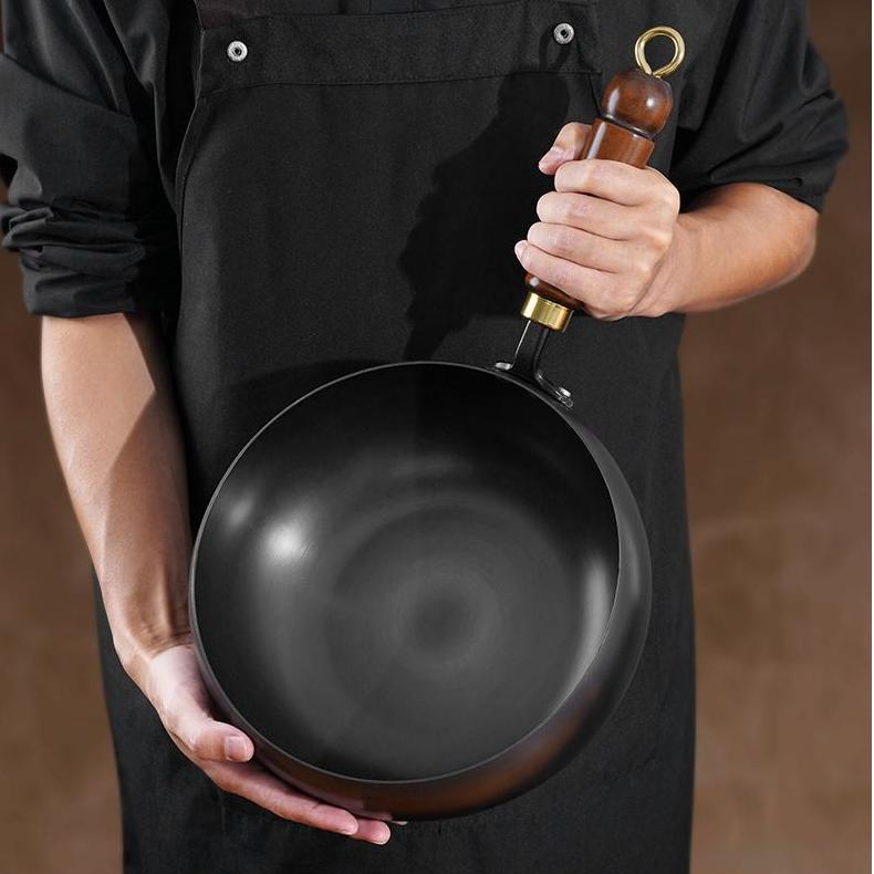 Classic Hand-Forged Skillet With Wooden Handle