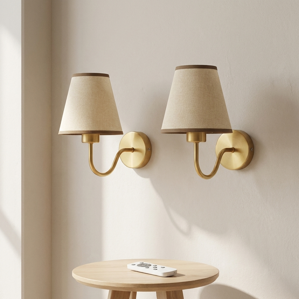 Cloth Cordless Wall Sconce With Remote