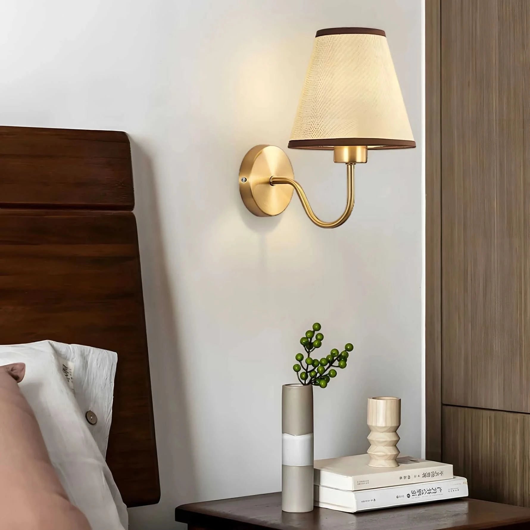 Cloth Cordless Wall Sconce With Remote