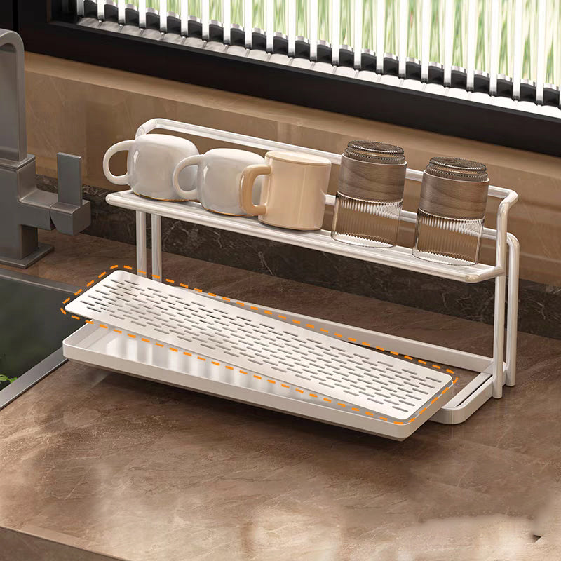 Elegant 2 Tier Drying Rack with Drain Tray