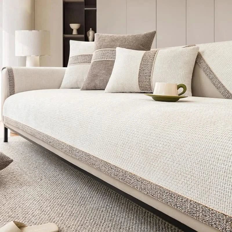 Elegant Chenille Sofa Cover with Liquid Barrier