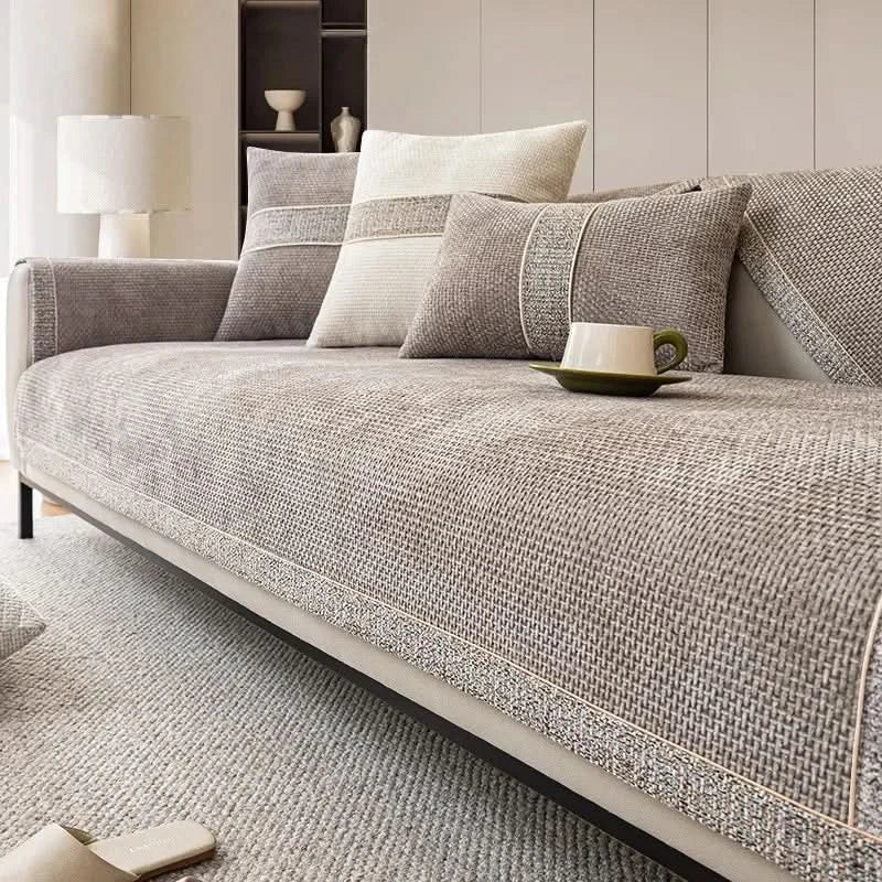 Elegant Chenille Sofa Cover with Liquid Barrier
