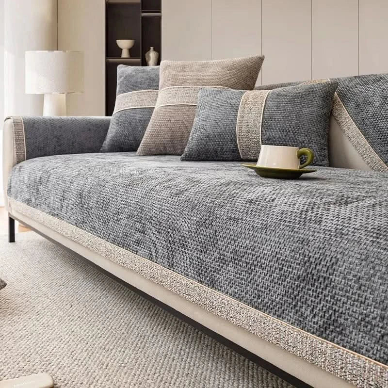 Elegant Chenille Sofa Cover with Liquid Barrier