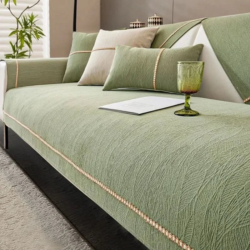 Elegant Chenille Sofa Cover with Liquid Barrier