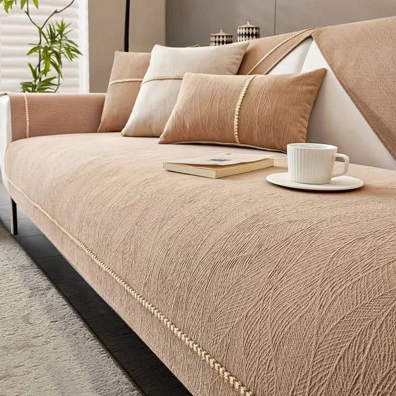 Elegant Chenille Sofa Cover with Liquid Barrier