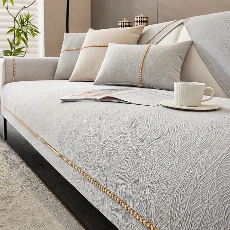 Elegant Chenille Sofa Cover with Liquid Barrier