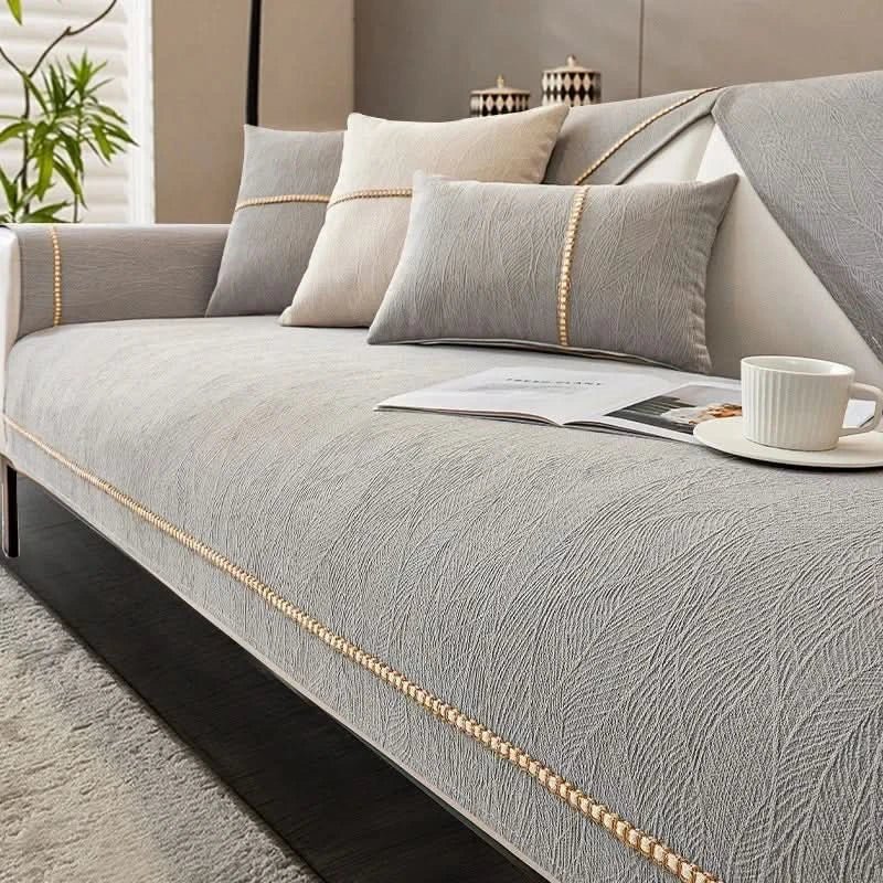 Elegant Chenille Sofa Cover with Liquid Barrier