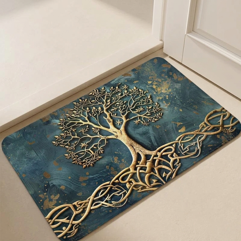 Elegant Floor Mat With Tree Of Life Pattern