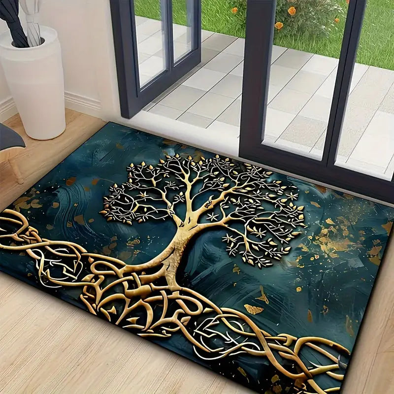 Elegant Floor Mat With Tree Of Life Pattern
