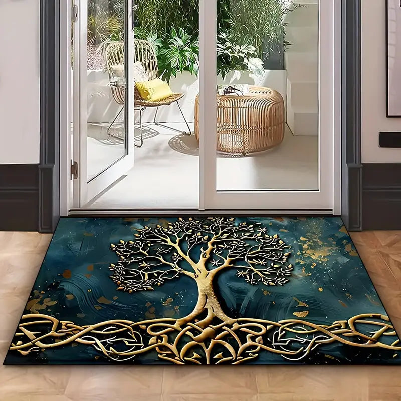 Elegant Floor Mat With Tree Of Life Pattern