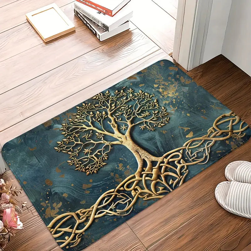 Elegant Floor Mat With Tree Of Life Pattern