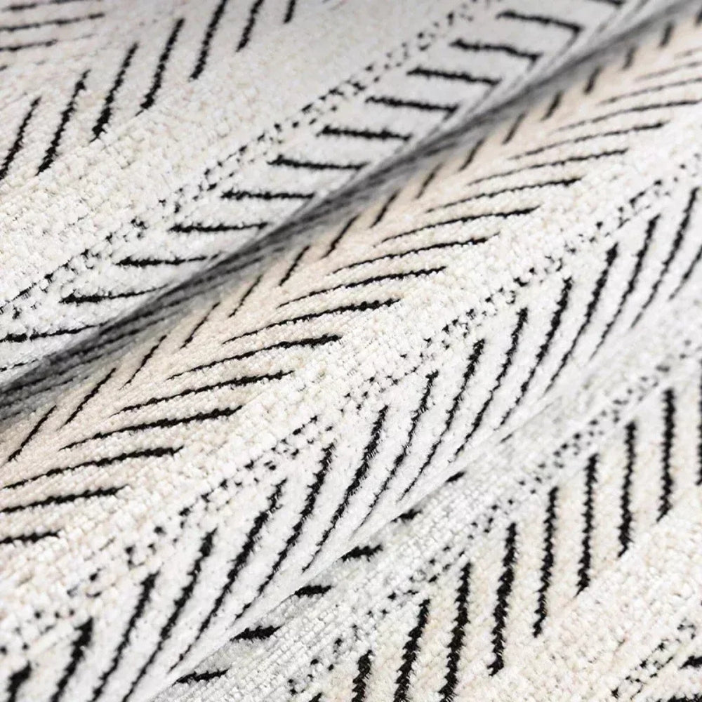 Elegant Herringbone Sofa Cover With Scallop Edge