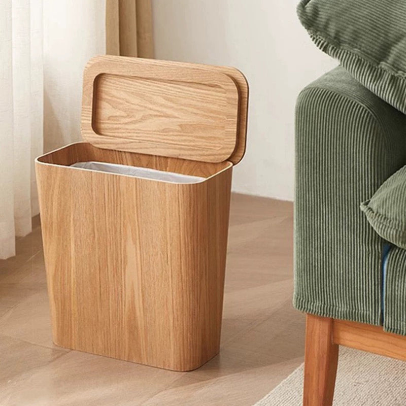 Elegant Kitchen Trash Can With Wood-Grain Finish