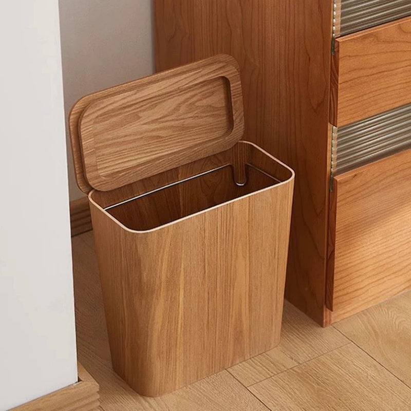 Elegant Kitchen Trash Can With Wood-Grain Finish
