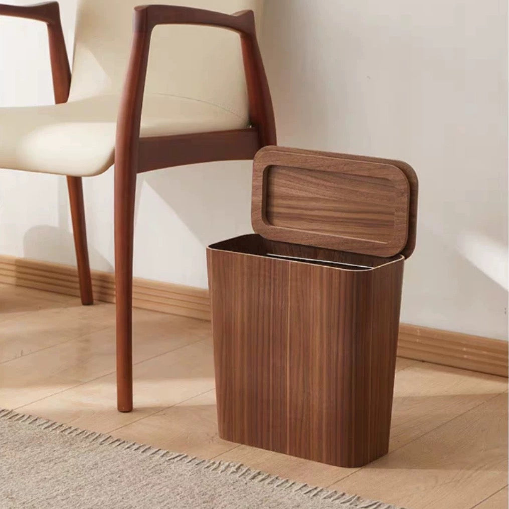 Elegant Kitchen Trash Can With Wood-Grain Finish