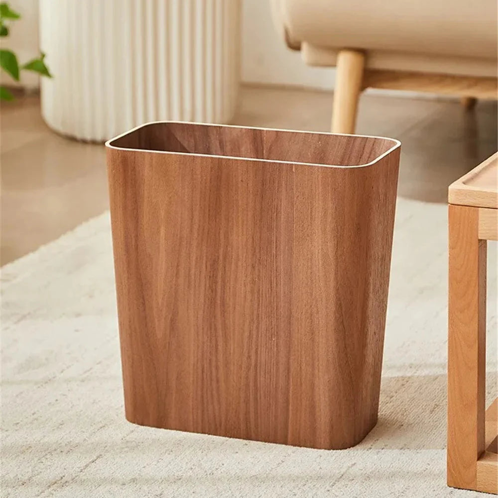 Elegant Kitchen Trash Can With Wood-Grain Finish