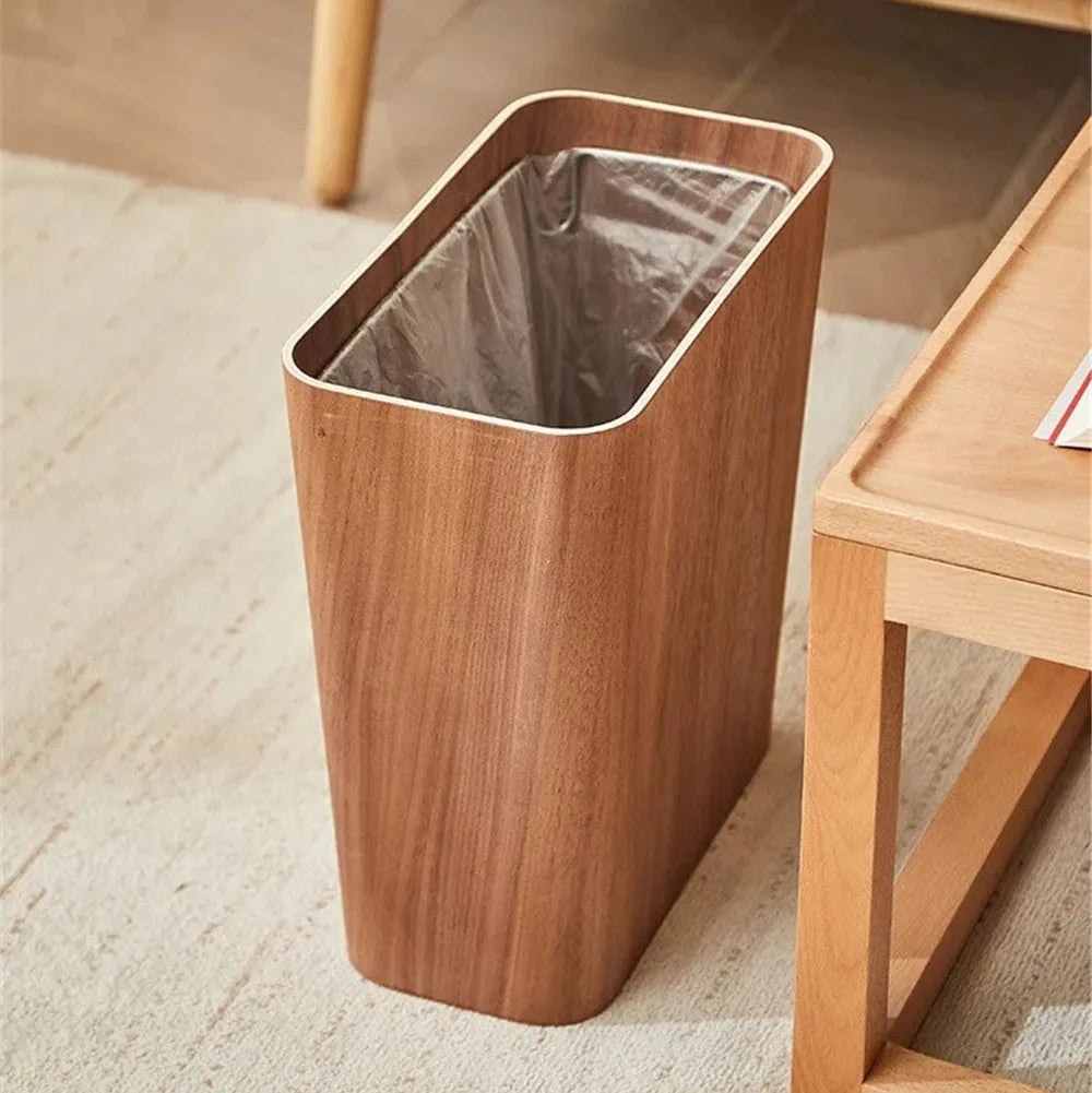 Elegant Kitchen Trash Can With Wood-Grain Finish