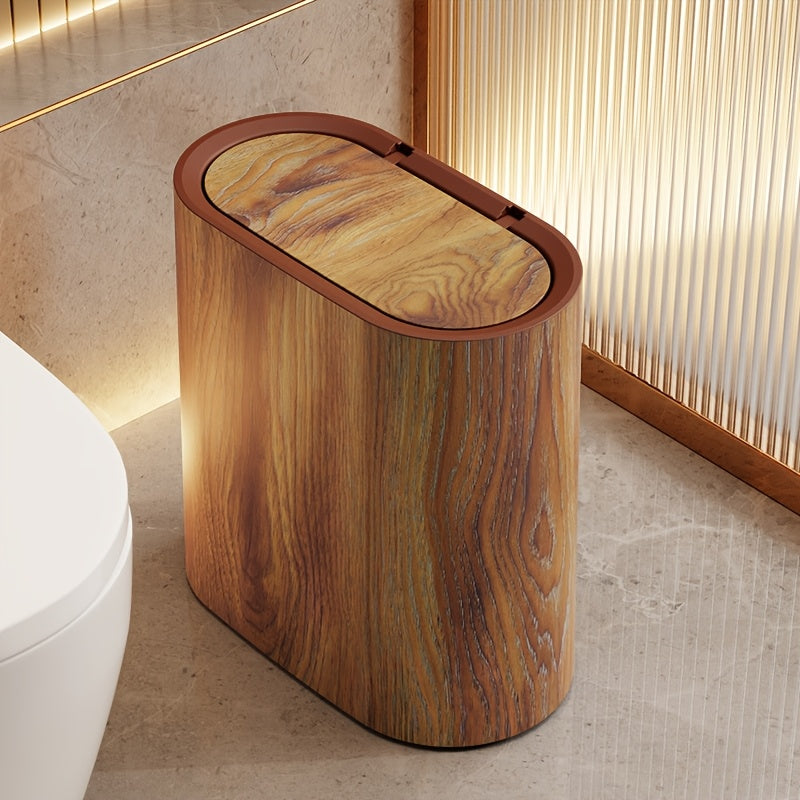 Elegant Oval Trash Can Marble Pattern