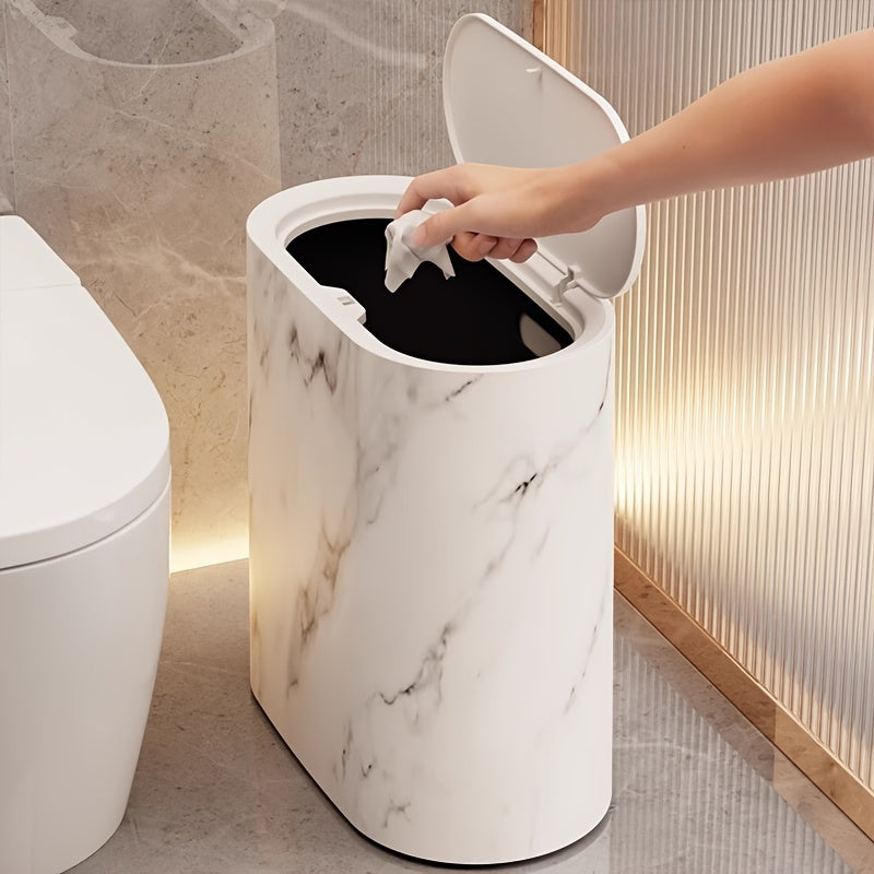 Elegant Oval Trash Can Marble Pattern