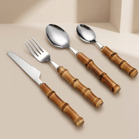 Flatware Set With Bamboo Handle