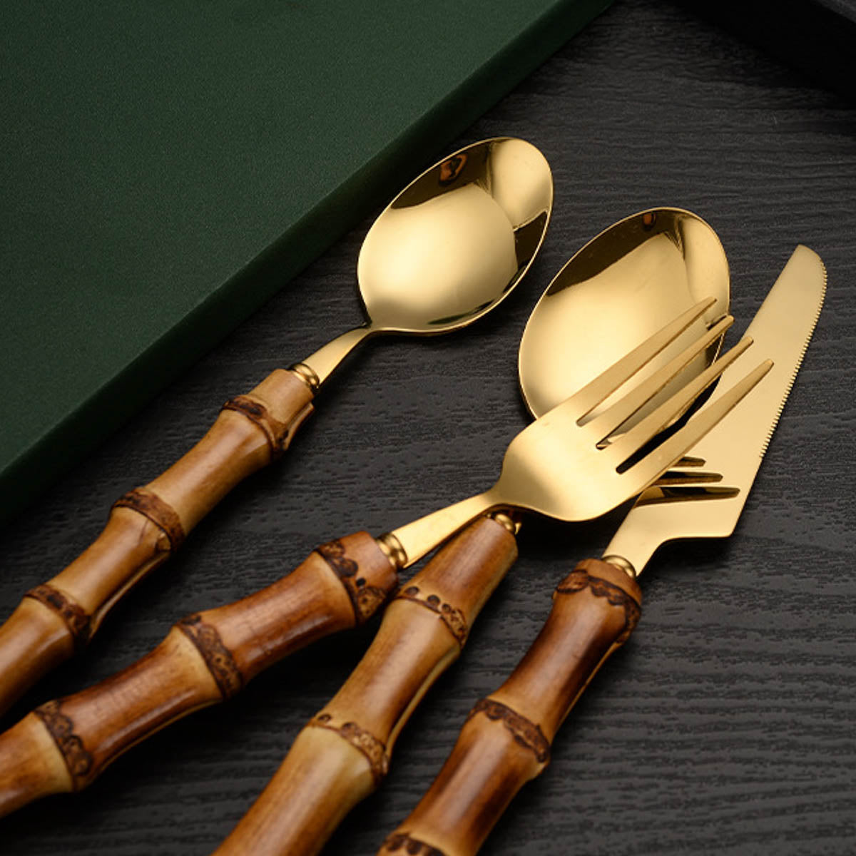 Flatware Set With Bamboo Handle
